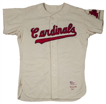 Tremendous 1956 Stan Musial Game Used and Signed St. Louis Cardinals Home Jersey (MEARS A10 & PSA/DNA)-Finest Musial Extant-